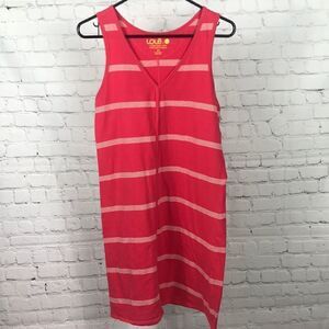 Lole Organic Cotton Tank Dress or swim coverup EUC Size Medium coral red white